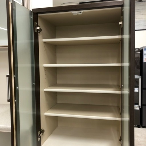 松田家具レンジボードスライド扉ダークブラウン【トレファク堺福田店