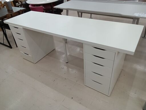 ☆ジモティ割あり☆ IKEA ライティングデスク ホワイト W201×D60.5×H75 