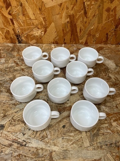 C(6812)①白いコップ 10個セット コーヒーカップ ティーカップ マグカップ 洋食器 食器 飲食店 喫茶店 業務用 店舗用 中古品