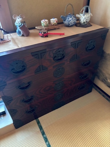 岩谷堂箪笥 4段整理ダンス 民芸箪笥 チェスト 漆塗り 南部鉄器 岩手の