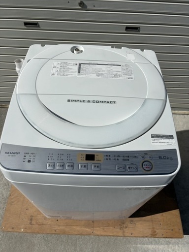 ES-GE6C-W 全自動洗濯機 ホワイト系 [洗濯6.0kg /乾燥機能無 /上
