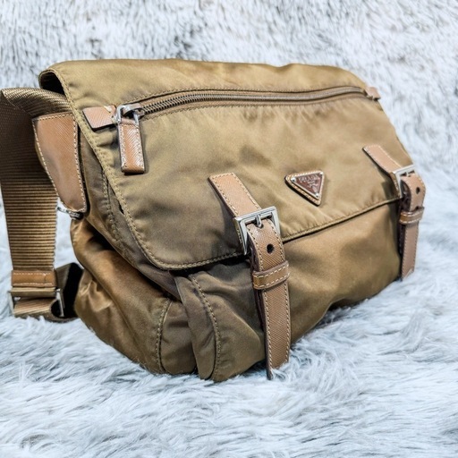 メンズ PRADA プラダ 迷彩 メッセンジャーバッグ ナイロン レザー