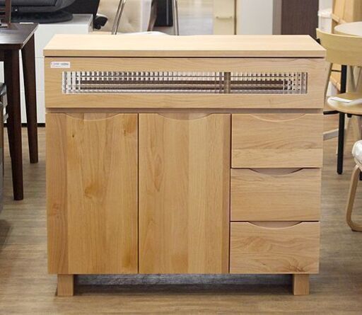 ベルメゾン あたたかみのあるアルダー材の家電収納キャビネット 収納棚 ナチュラル リビング ファックス台 電話台 家具 2059905