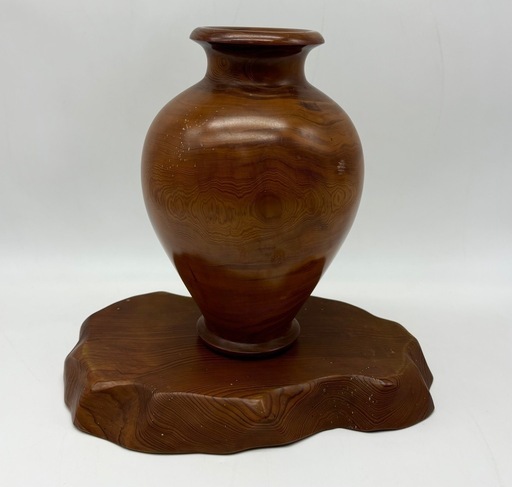 中古◆屋久杉◆花瓶◆台付◆直径約18cm