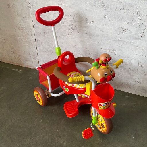 美品 アンパンマン 三輪車 デラックス2 オレンジ 乗用玩具