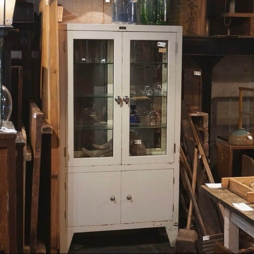 ケビント ドクターキャビネット ガラス棚 医療棚 ヴィンテージ