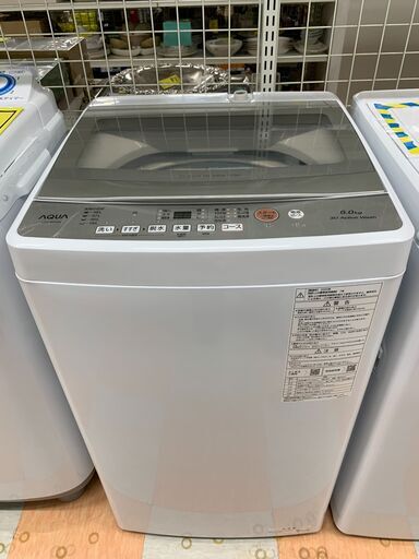 洗濯機 AQUA アクア AQW-S6P 6.0kg 2023年製 W(幅)52.5cm×D(奥行き  