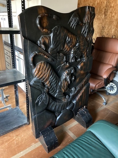 衝立 虎 黒檀 置物 オブジェ 虎 トラ 黒檀 置物 骨董品