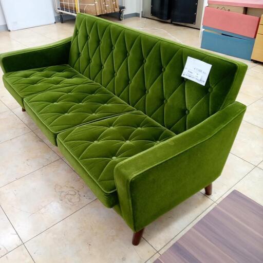 ☆ジモティ割あり☆ カリモク ソファー 緑 H72×D71×W172 クリーニング