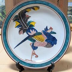 九谷　正峰　高知名所画　手描き　色絵金彩色盛り　古い大皿　坂本龍馬　桂浜　印　銘 九谷 正峰 高知名所画 手描き 色絵金彩色盛り 古い大皿 坂本龍馬