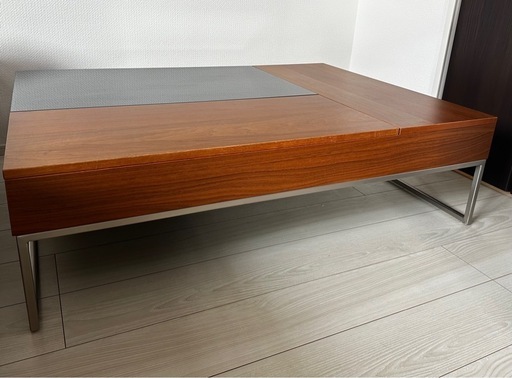 良品 Chiva コーヒーテーブル・ウォールナット/チャコールグレーガラス