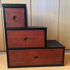 アイヌ 木彫り 小引き出し 小物　木製 引き出し チェスト ビンテージ　入手困難 アイヌ文様・彫刻・小引き出し・小物入れ・W31cm・民芸品・木彫り