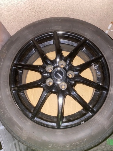 スタッドレスタイヤ ホイール ファーム デイトナ 黒×赤青ライン 16×5.5 