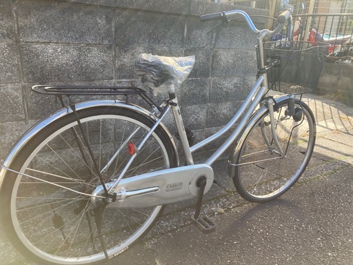26インチ自転車】変速なし前後タイヤ、前カゴ、サドル新品❗️若林  