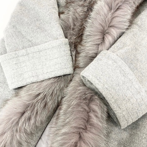 さらさら◎/総丈76 染め/カラーフォックス ラベンダーファーコート 毛皮 XL さらさら◎/総丈76 染め/カラーフォックス ラベンダーファーコート