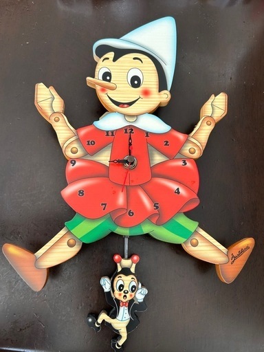 イタリアBartolucci 木製大きな掛け時計 ピノキオコロディ