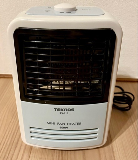 (美品) 千住 TEKNOS 省スペース ミニファンヒーター ホワイト TS-613