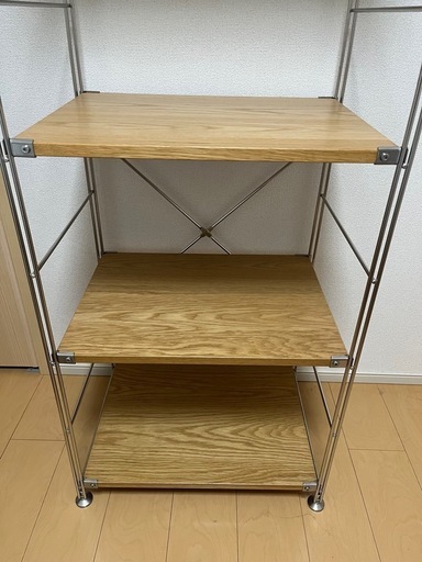 無印 ステンレスユニットシェルフ オーク材棚セット 大