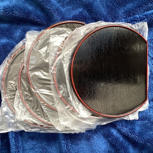 半月盆　5枚セット 黒 赤　膳　新品　未使用