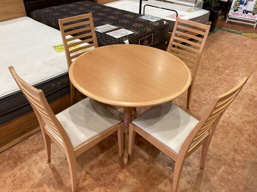 【愛品館 市原店】IDC大塚家具｜秋田木工｜円卓ダイニング5点セット