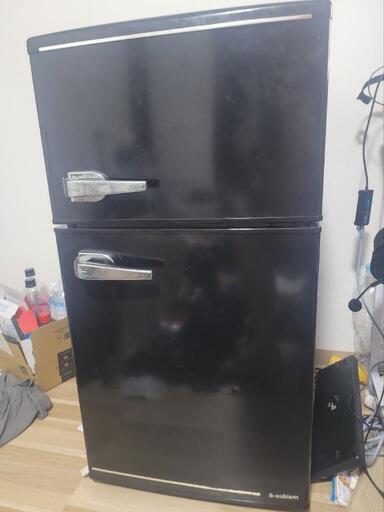 値下げ)A-Stage エーステージ S-cubism エスキュービズム レトロ冷蔵庫 （85L・右開き） 2ドア ブラック WRD-2090K