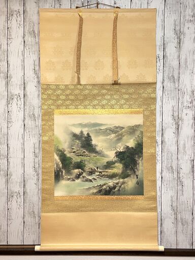 ys7191930; 宗sou たくしゃ 関山筆 彩色山水 肉筆絹本掛軸(中島 ys7191930; 宗sou たくしゃ 関山筆 彩色山水 肉筆絹本掛軸(中島