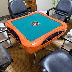 中古美品全自動麻雀卓アモス3本体×アルティマオレンジ枠塗装品 上下