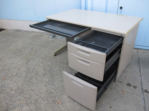 Netforce ナッツ オフィスデスク 片袖机 3段袖 鍵付 幅1000×奥行700mm 