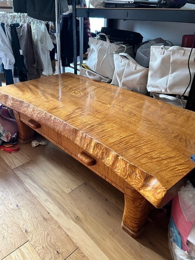 一枚板テーブル 栃 トチ アイアン ローテーブル ソファーテーブル 別荘