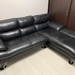 アルモニア 3人掛けソファ 幅186㎝ ブラック EPU レザー 座面高36㎝ 3P 