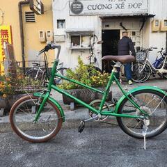 ミニベロ自転車 6変速 緑 配達可能