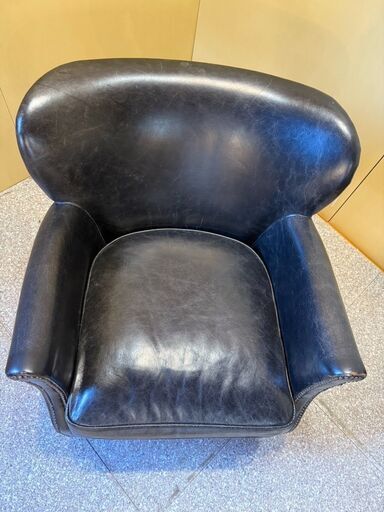 あおもも 首都圏送込〜Vintageマルニ工房70万地中海ロイヤル本革1人掛けソファー