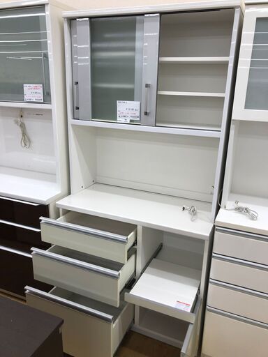 ☆ジモティ割あり☆ 松田家具 食器棚 ホワイト H198×W117×D49