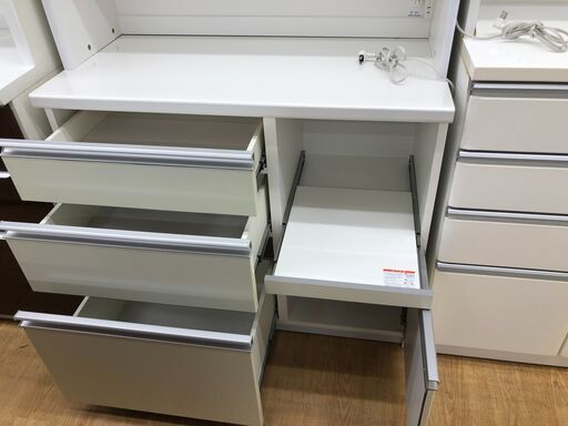 ☆ジモティ割あり☆ 松田家具 食器棚 ホワイト H198×W117×D49
