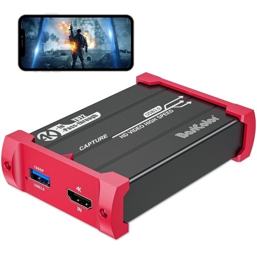 キャプチャーボード 4K30FPSパススルー対応 キャプチャーボードSwitch対応1080P 60FPS キャプチャー ビデオキャプチャー USB3.0高速伝送 ゲームキャプチャー ドライバー不要 Switch PS4 PS3 Xbox Wii Uゲーム録画 実況HDMIビデオ録画用 (ARX321NEW)