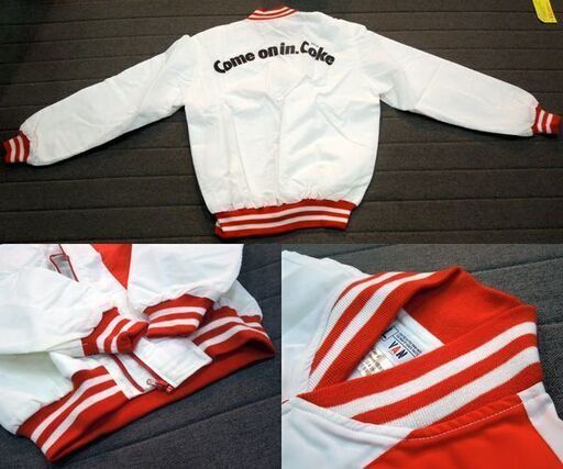レトロ コカ・コーラ スタッフジャンパー ジャケット ホワイト VAN JAC Lサイズ バックプリント Come on in. Coke オブジェ 札幌市東区 新道東店 レトロ コカ・コーラ スタッフジャンパー ジャケット ホワイト VAN JAC