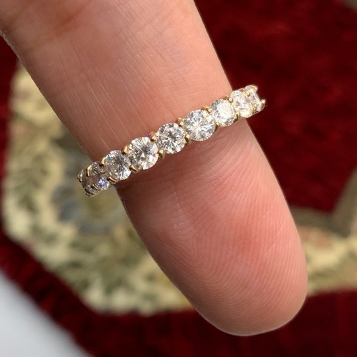 ハーフエタニティ K18 3.4g 約11.5号 1ct ダイヤモンド リング ハーフ