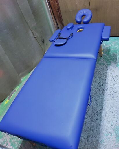 ポータブルマッサージベッド カラー ブルー 幅71cm 奥行き184cm 高さ63～91cm 9段階で高さ調整可能 エステベッド 持ち運び