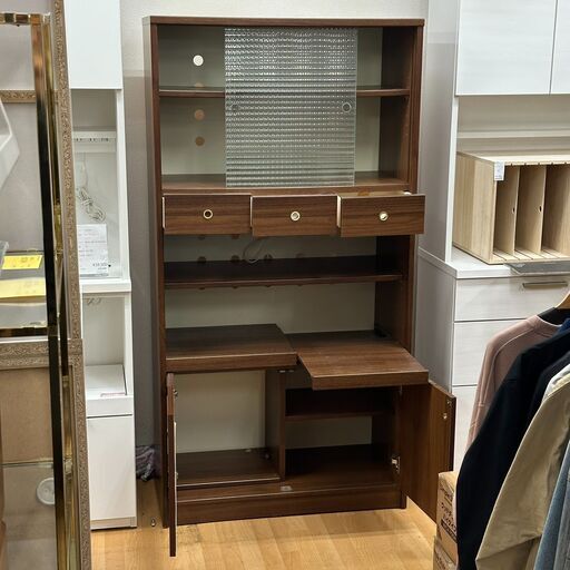 【美品】NOCE 食器棚 ANALOGUE キッチンボード 幅85 高さ165 開梱設置】サンコウ 日本製 85cm幅 ロータイプ キッチンボード ＜ノカ
