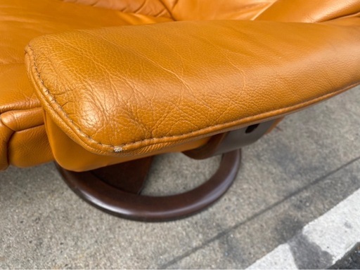 「A081」IDC 本革 ソファー オットマン付き 1人掛けソファ ブラウン A081?IDC 本革 ソファー オットマン付き 1人掛けソファ ブラウン