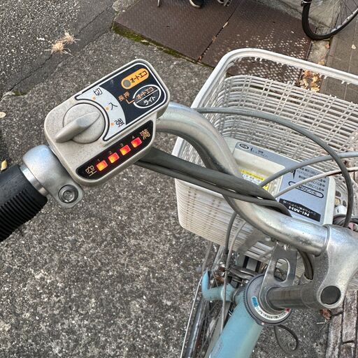 YAMAHA PAS 電動自転車 水色 バッテリー&充電器付き 変速付き パンク