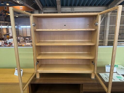 美品・廃盤希少☆無印 オーク材キャビネット・大・ガラス扉 【公式通販】