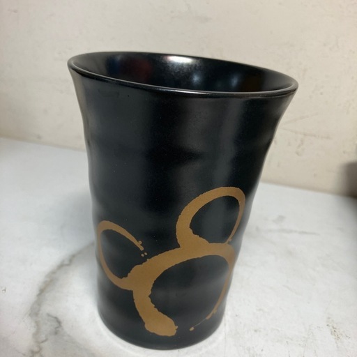O2412-165 Disney 陶器タンブラー ブラック 中古美品