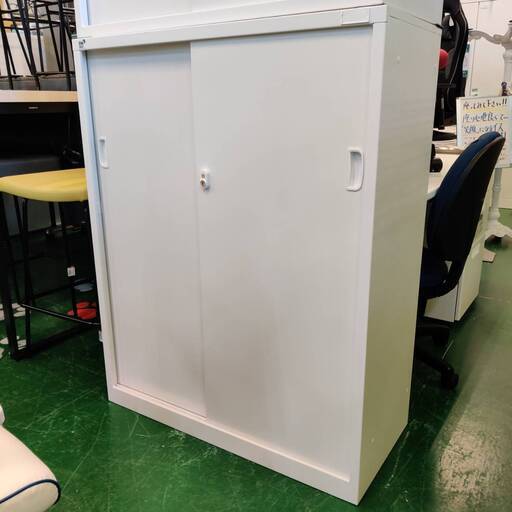 ANW-36H 生興 スチール両開き書庫 下置用 ホワイト 幅880×奥行400