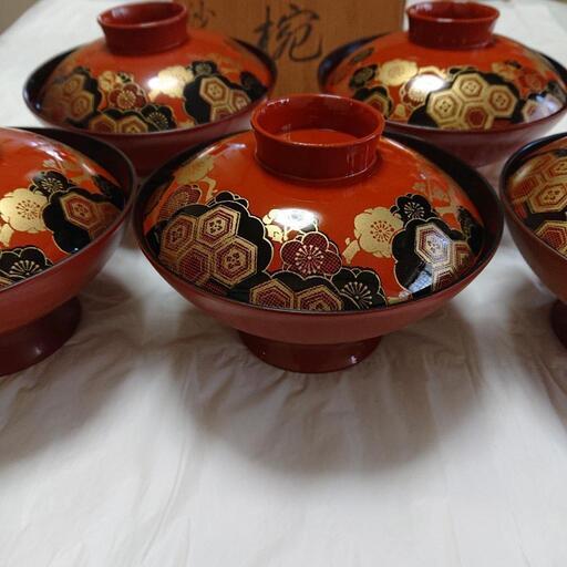 木曽漆器（中古）黒 雪月花 汁椀 15客 良い よい