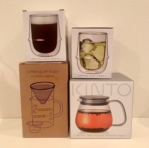 新品 KINTO コーヒー ジャグ セット ＋ ティーポット ＋  ダブルウォールコーヒーカップ 2個 キントー