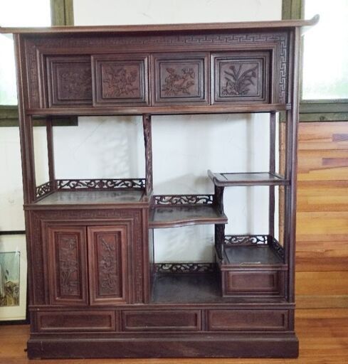 アンティーク】茶棚・飾り棚 昭和アンティーク 茶棚 飾り棚 木製