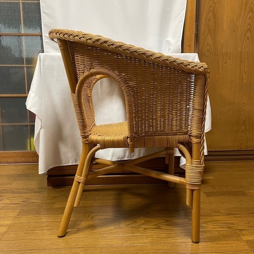 良品 NITORI ニトリ ラタンチェア アームチェア ホワイト 籐 廃盤品 ニトリ廃盤品1人用 ラタンチェア 良品 NITORI ニトリ ラタンチェア
