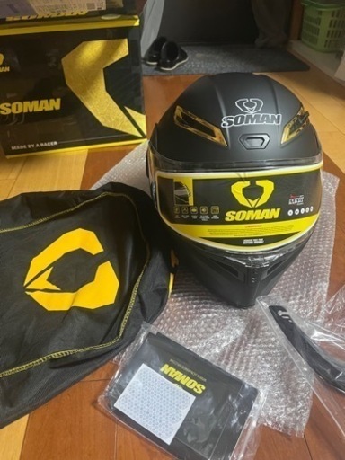SOMAN フルフェイスヘルメット ブラック／ゴールド　新品
