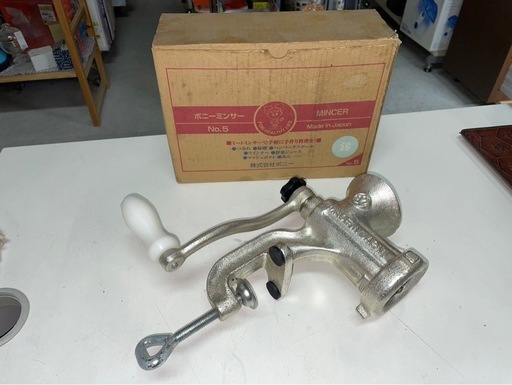 (株)ボニー　ボニーミンサー　No.5　ハンバーグ　マッシュポテト　ミートミンサー　調理器具　手回し式　クランプ式　動作確認済　中古品 ④